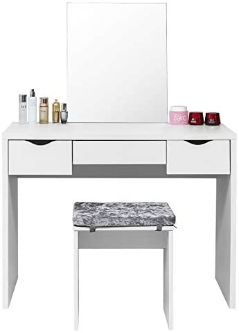 Laneetal Tavolo da Trucco con Specchio 3 Cassetti per Organizzare Cosmetici...