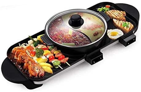 WJJJ Electric BBQ Grill Hot Pot Grill Multifunction with Ceramic Coating...