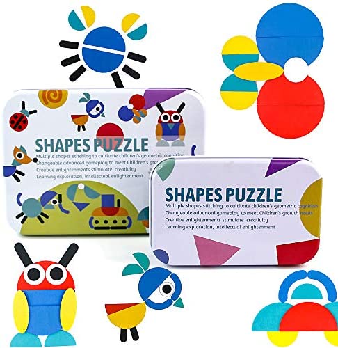 PL Giochi Legno Set Montessori Tangram Puzzle 2 in 1 Animali Puzzle Blocchi...
