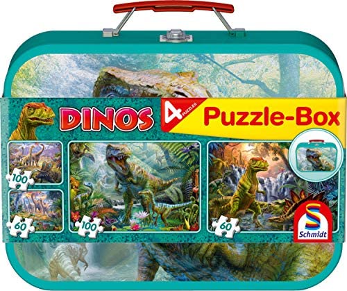 Schmidt- Puzzle Dino Box 2 x 60 e 2 x 100 Pezzi, 56495
