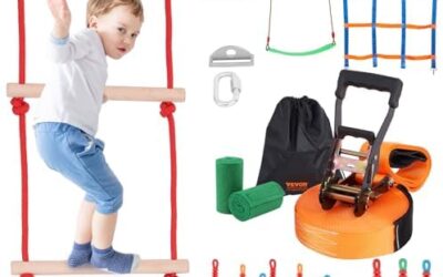 VEVOR Ninja Kit per Bambini Slackline da Arrampicata Percorso a Ostacoli…
