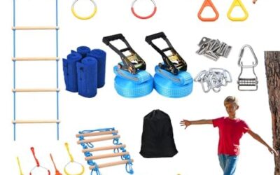 Vanku Slackline Linea 15m per Bambini, con Carrucola e Kit da Corsa ad…